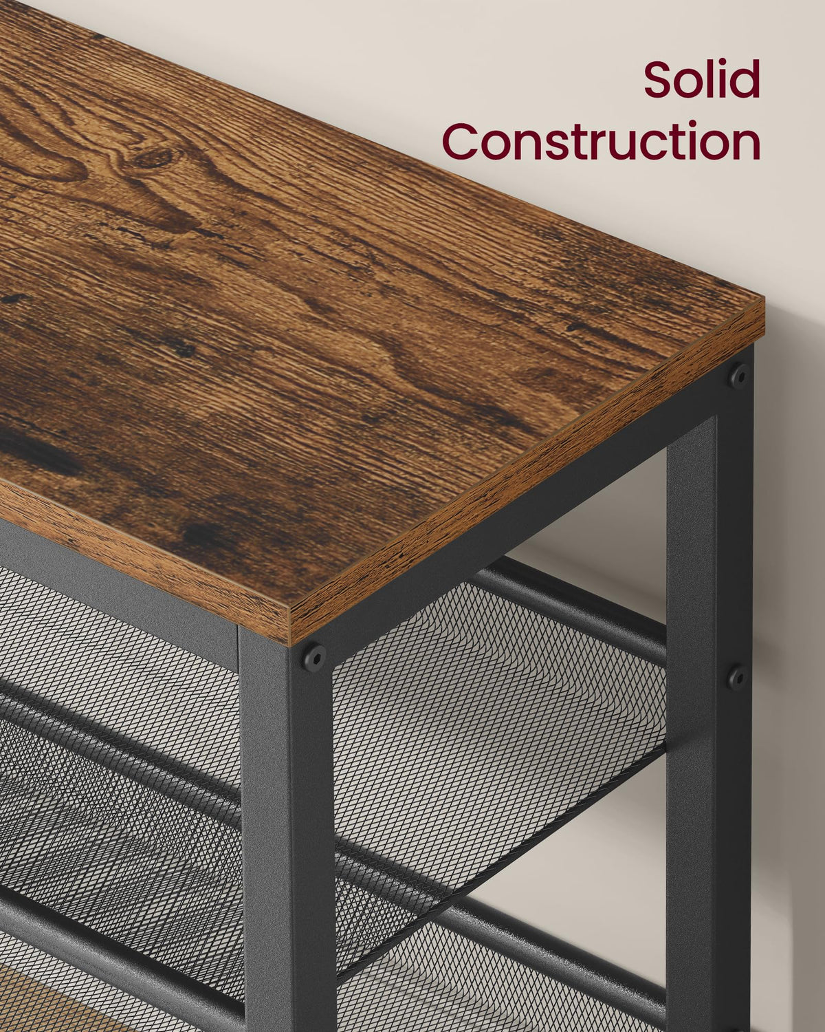 VASAGLE 3-tier shoe rack bench assembled with labeled parts and quick setup