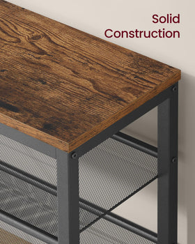 VASAGLE 3-tier shoe rack bench assembled with labeled parts and quick setup