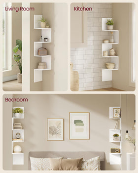 VASAGLE 4-tier corner bookshelf offering sturdy support for books and decor