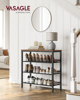 VASAGLE 4-tier mesh shelves neatly organize shoes and save space