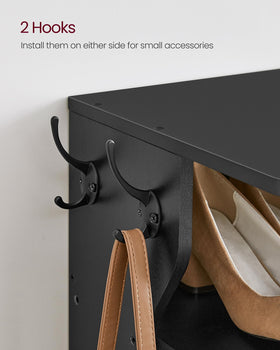 VASAGLE 6-7 inch shelf spacing close-up illustrates taller shoe accommodation.