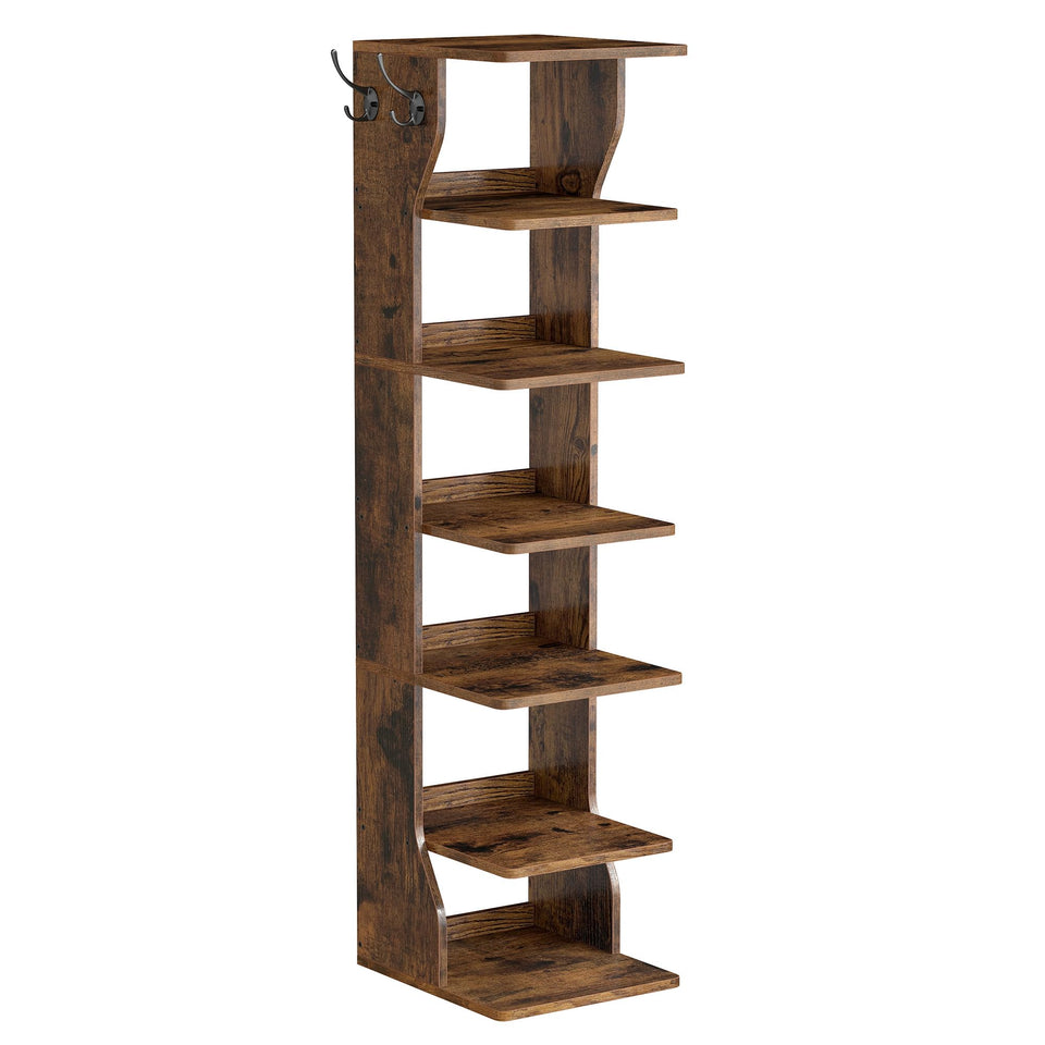 VASAGLE 7-tier vertical shoe rack in narrow profile showing space-saving design for small spaces