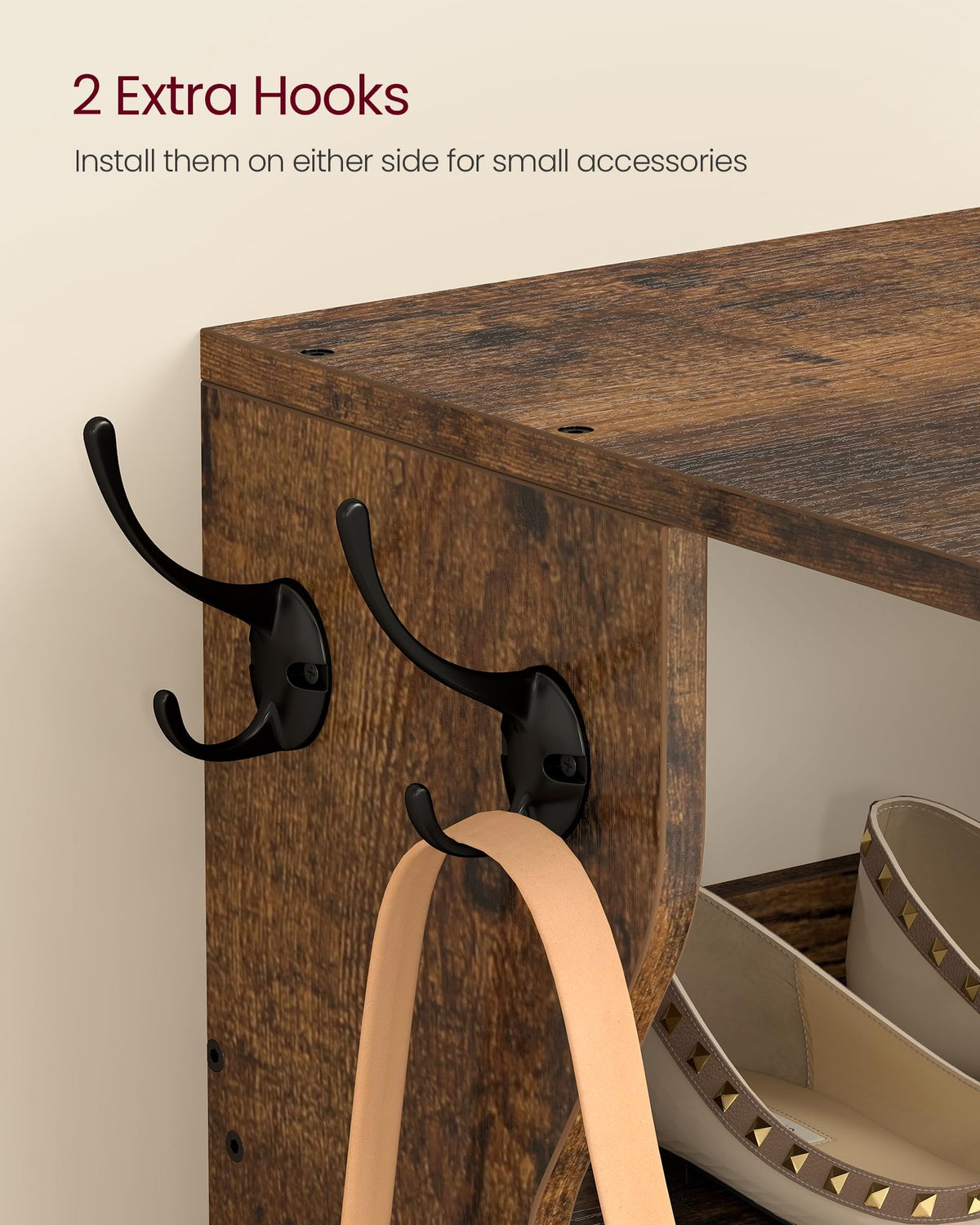 VASAGLE raised-back design prevents wall marks and keeps shoes in place