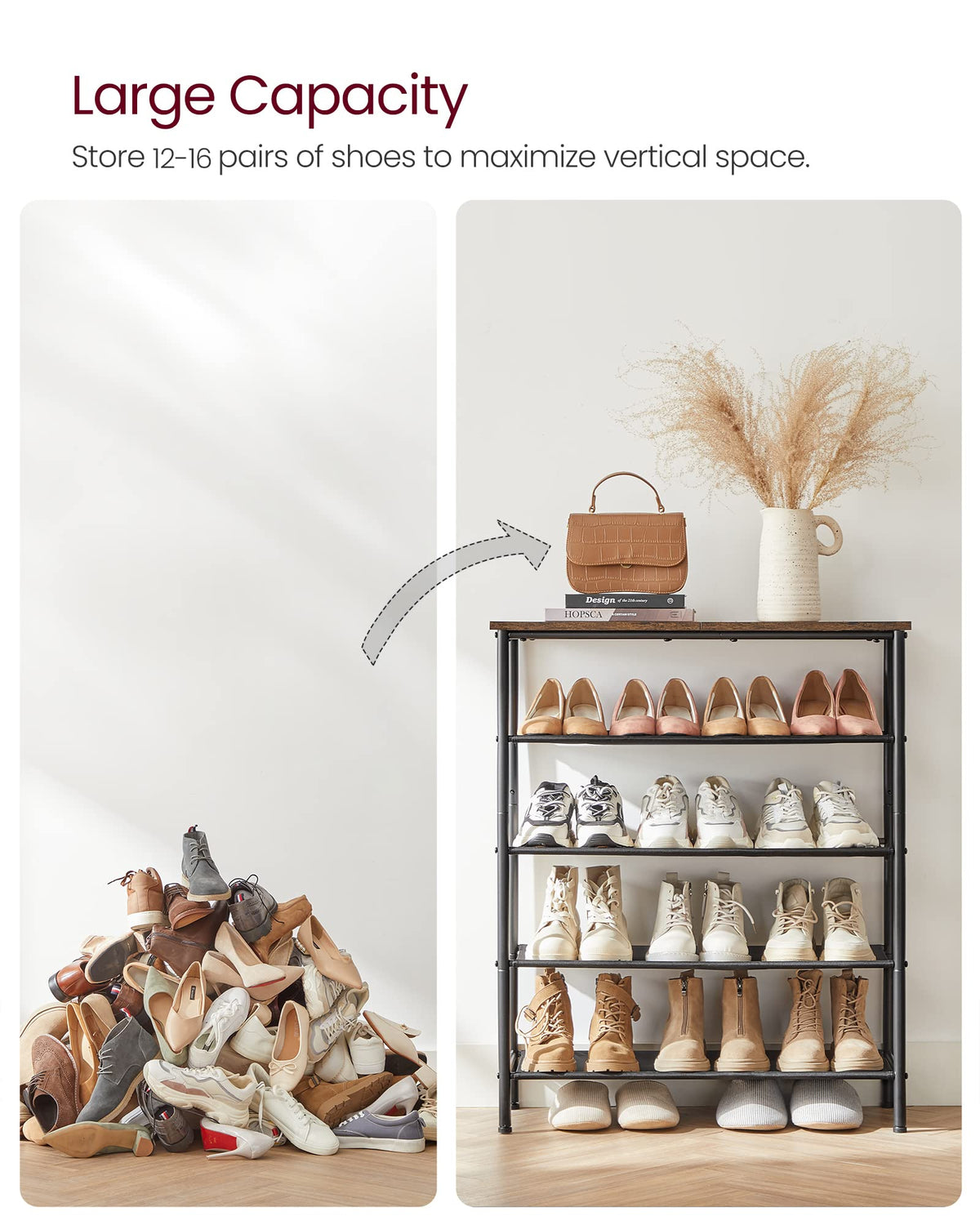VASAGLE adjustable feet ensure stability on uneven floors.