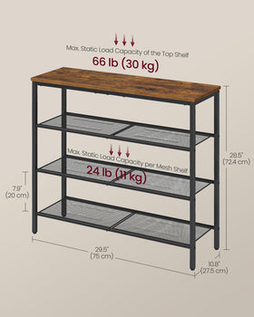 VASAGLE adjustable feet stabilize the rack on uneven floors.