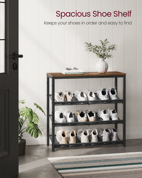 VASAGLE adjustable shelves show screw-hole options for flat or angled storage