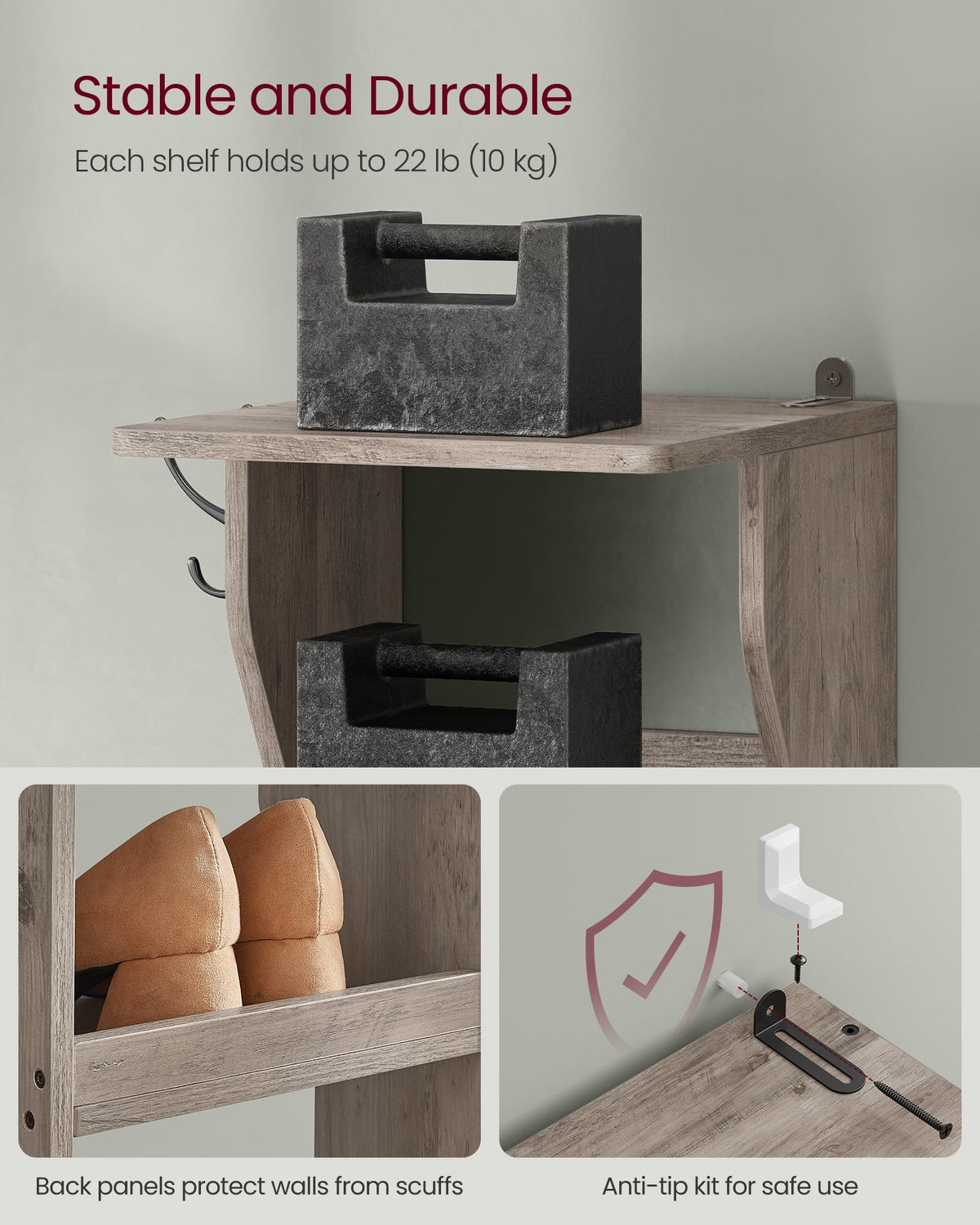 VASAGLE anti-tip kit adds safety for busy entryways.