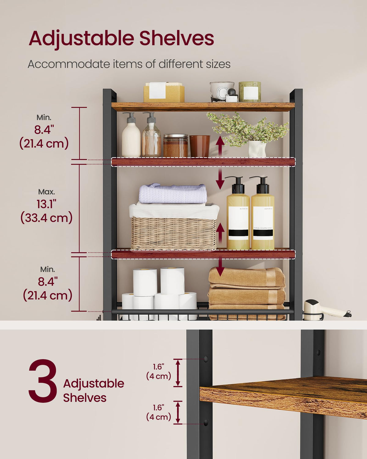 VASAGLE Barnet three removable hooks for towels and robes