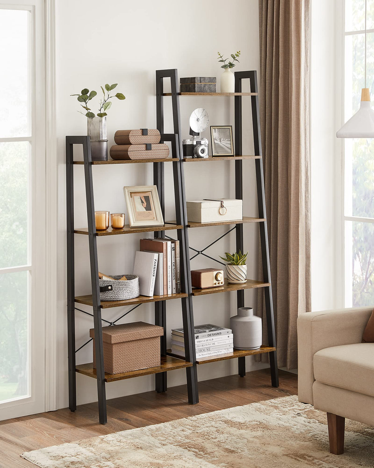 VASAGLE BARNET 4-tier bookcase featuring a steel frame for sturdy storage