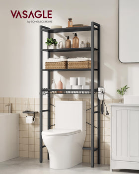 VASAGLE Barnet adjustable shelves provide flexible space for bottles and devices.