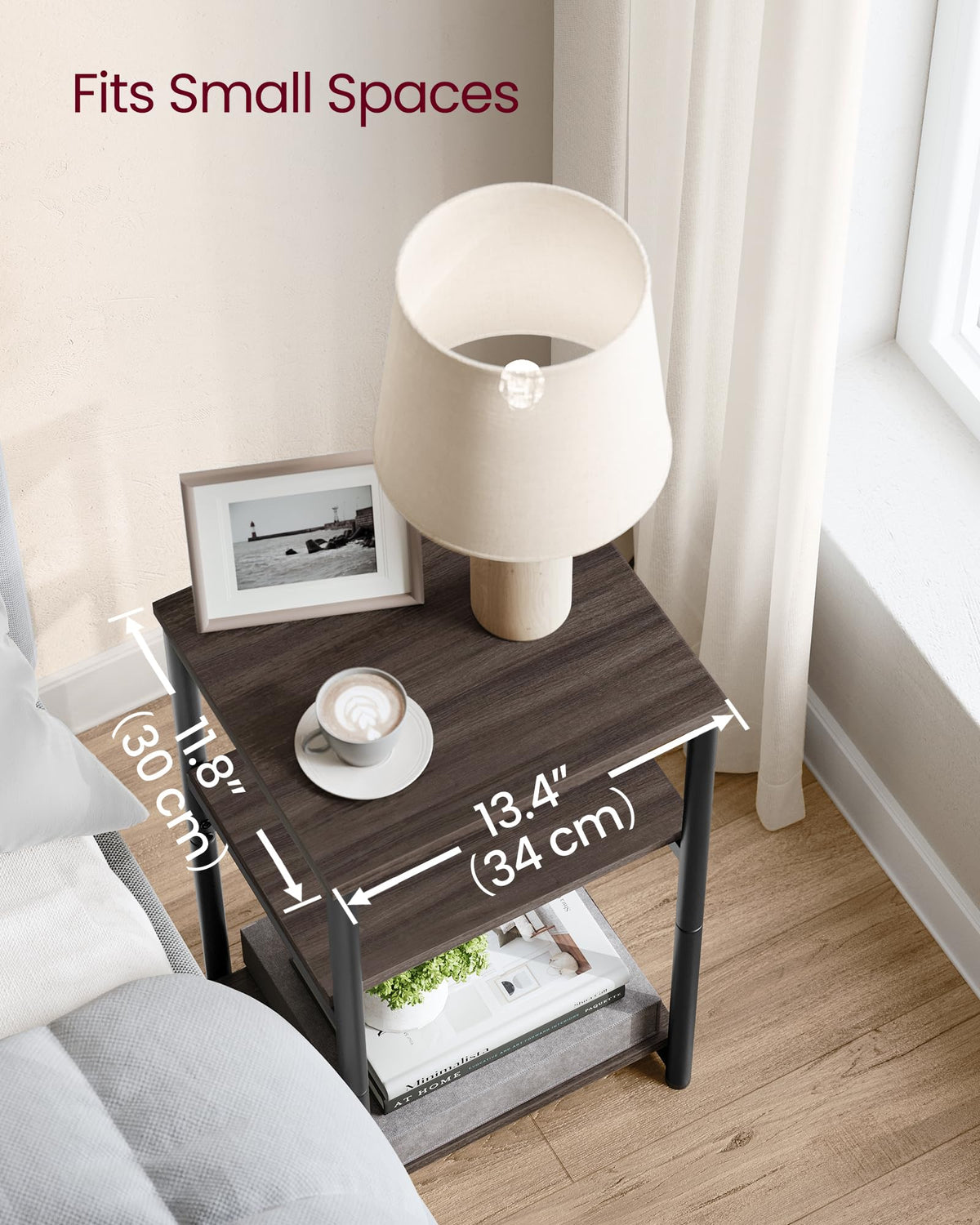VASAGLE BARNET compact footprint fits in tight spaces without losing storage.