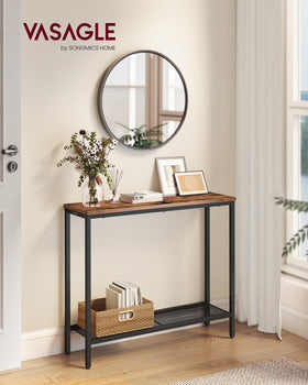 VASAGLE BARNET console side view highlights sturdy steel frame and compact footprint.