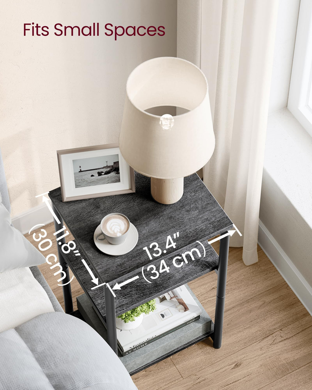 VASAGLE Barnet end table adjustable feet protect floors and keep level surfaces.