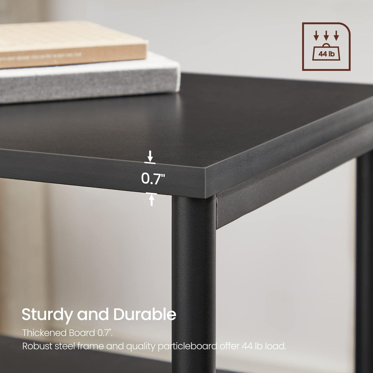 VASAGLE Barnet end table's 11.8-inch depth fits beside sofas and chairs
