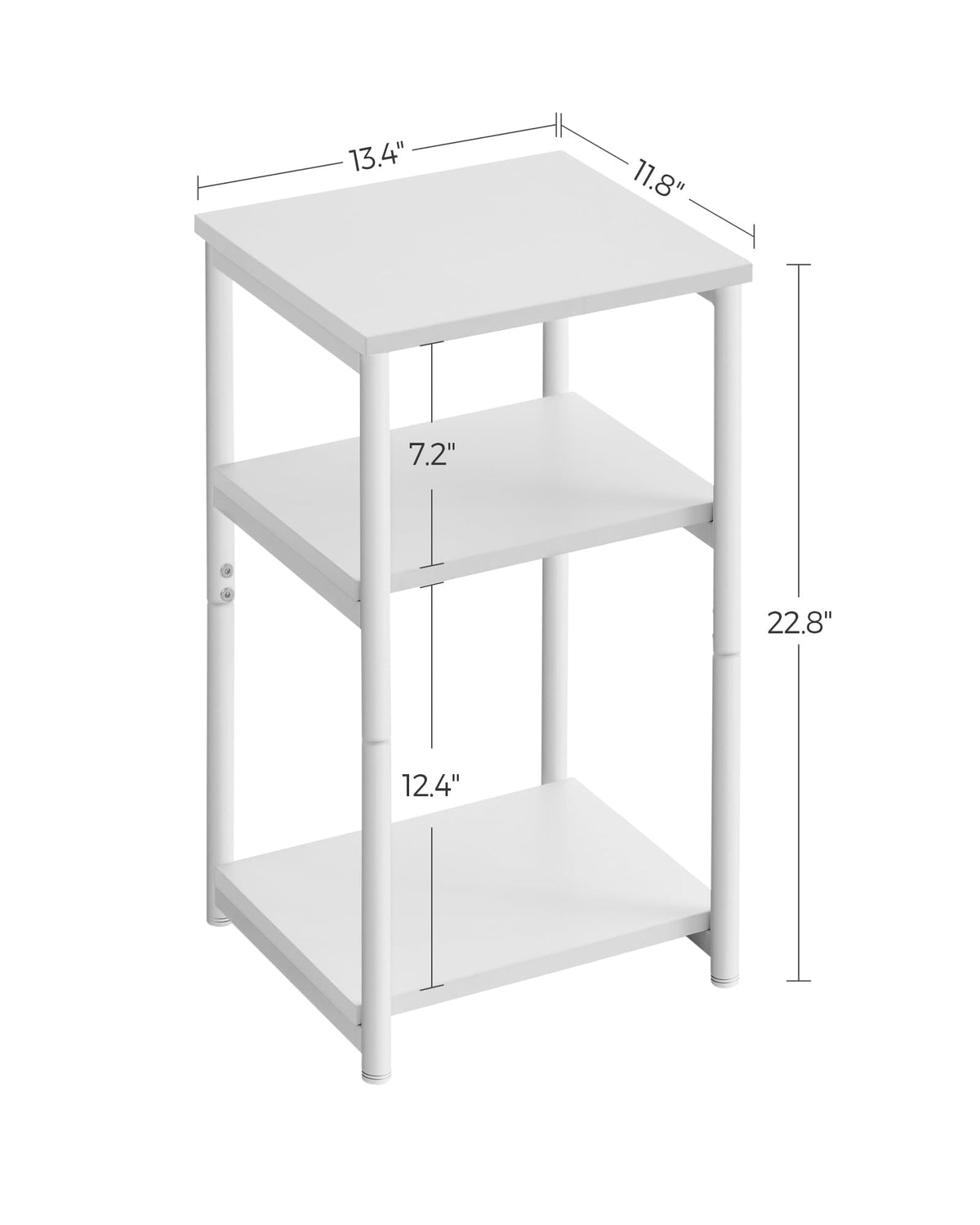 VASAGLE BARNET end table dimensions illustration shows height and depth