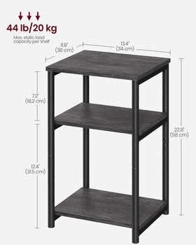 VASAGLE Barnet end table misty gray and ink black finish enhances two-tone decor.