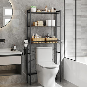 VASAGLE BARNET over-the-toilet storage unit keeps bathroom surfaces tidy.