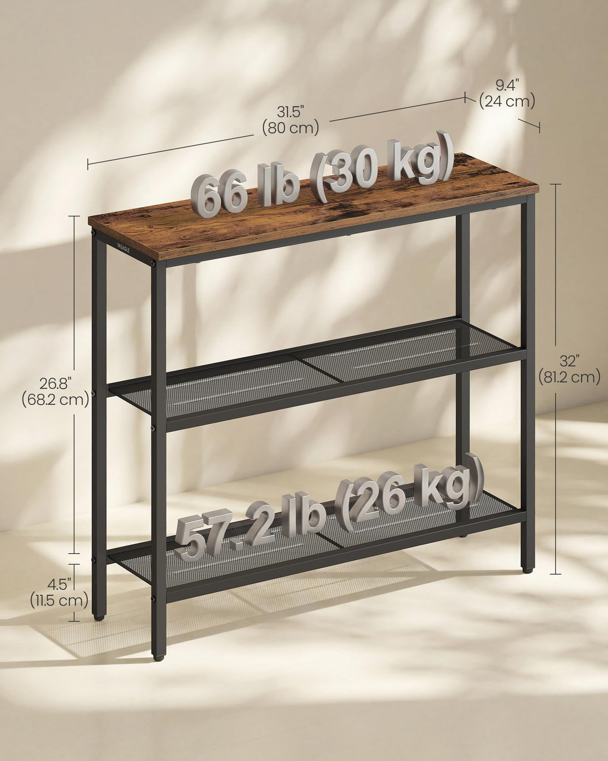 VASAGLE Barnet rustic brown and ink black finish enhances modern interiors