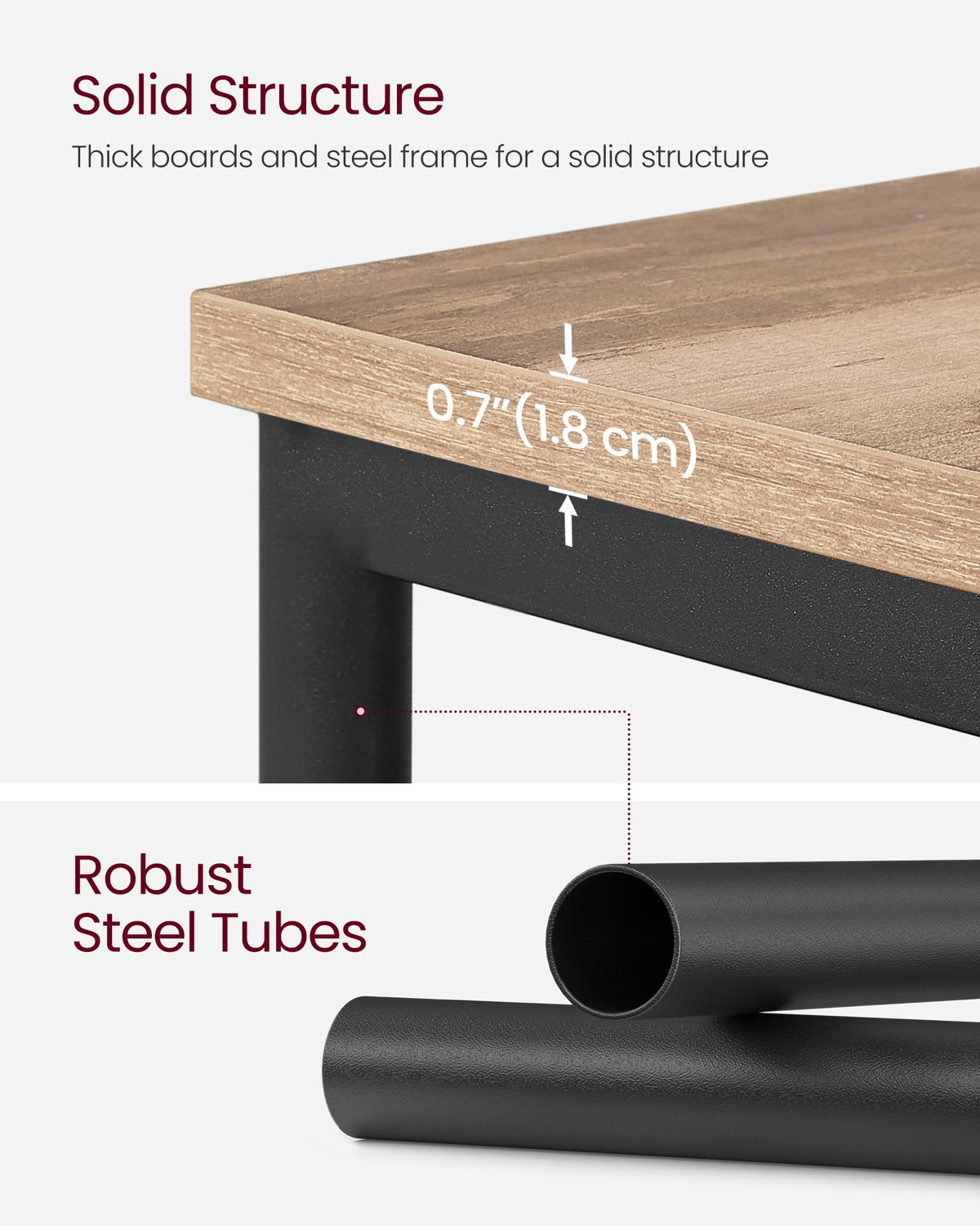 VASAGLE Barnet side table adjustable-feet detail protects floors on uneven surfaces.