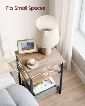 VASAGLE Barnet side table camel brown and ink black color pairing.