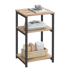 VASAGLE Barnet side table front view with steel frame and warm panels for modern living rooms.
