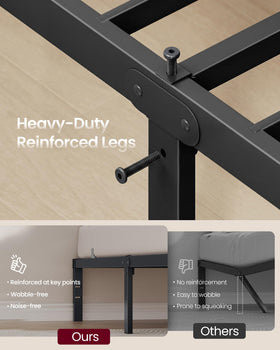 VASAGLE bed frame with six steel legs ensures stable sleep on any floor.