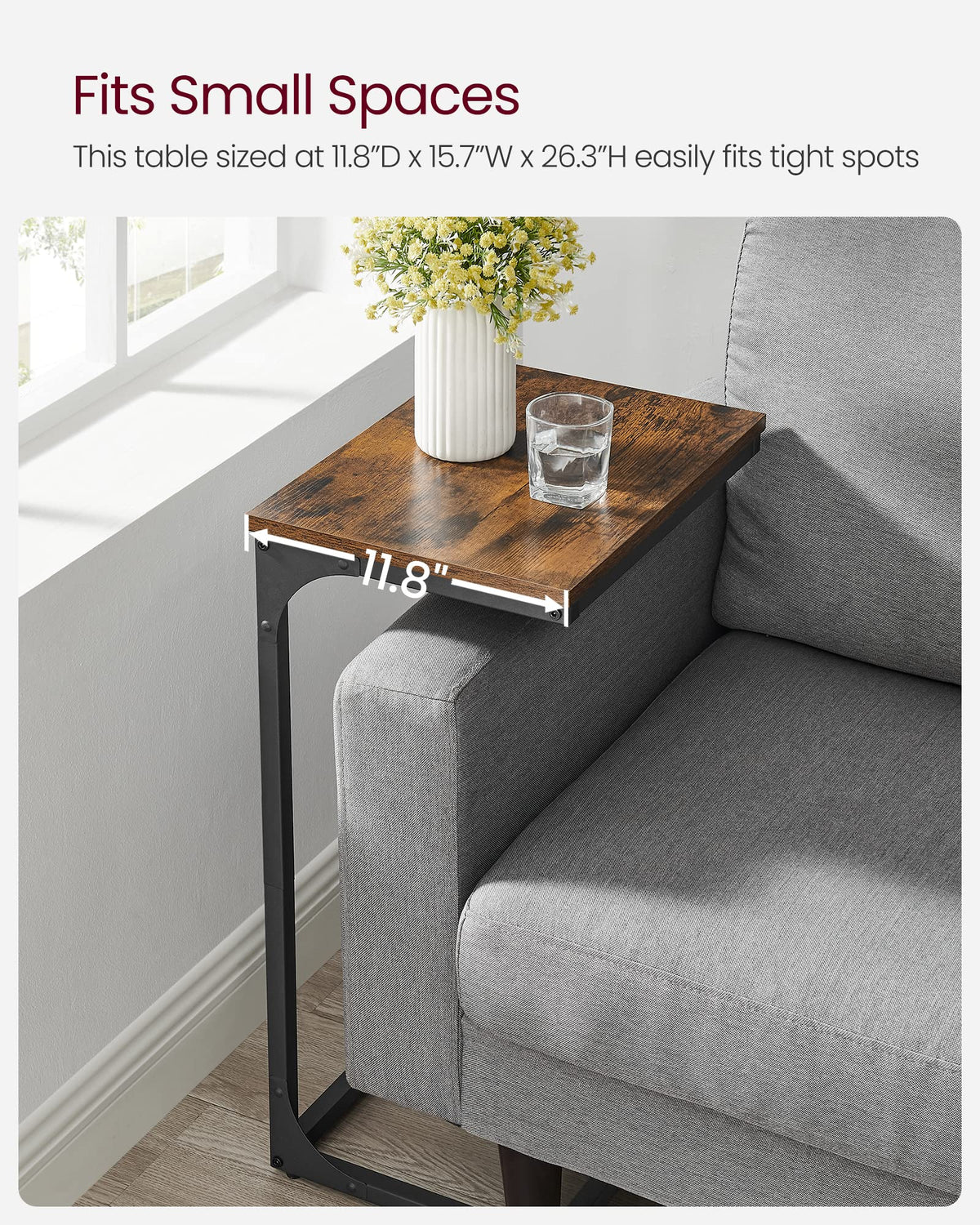 VASAGLE C-Shaped End Table quick assembly in minutes