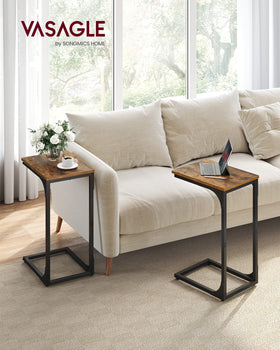 VASAGLE C-Shaped End Table laptop-use view, sturdy support for devices.