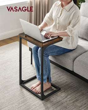 VASAGLE C-Shaped End Table metal frame with triangular braces for stability