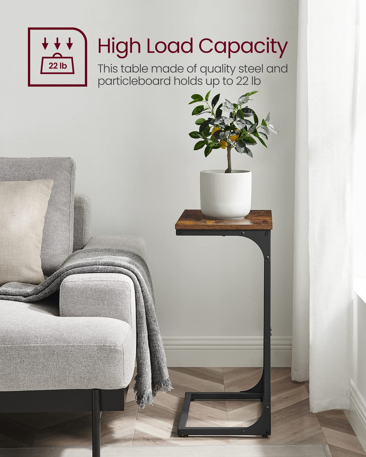 VASAGLE C-Shaped End Table versatile for living room, bedroom, office