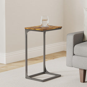 VASAGLE C-Shaped End Table over sofa arm ready for easy reach of essentials