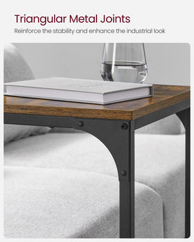 VASAGLE C-Shaped End Table room setup with rustic brown and black finish