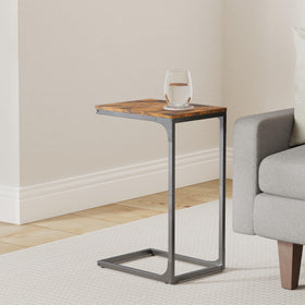 VASAGLE C-Shaped End Table side view, ideal beside sofa for drinks.