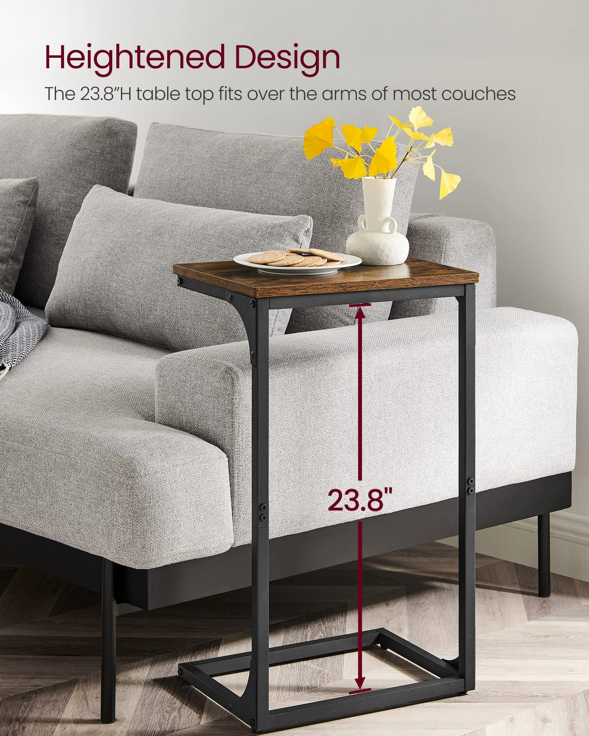 VASAGLE C-Shaped End Table table top height 26.3 inches for comfortable use