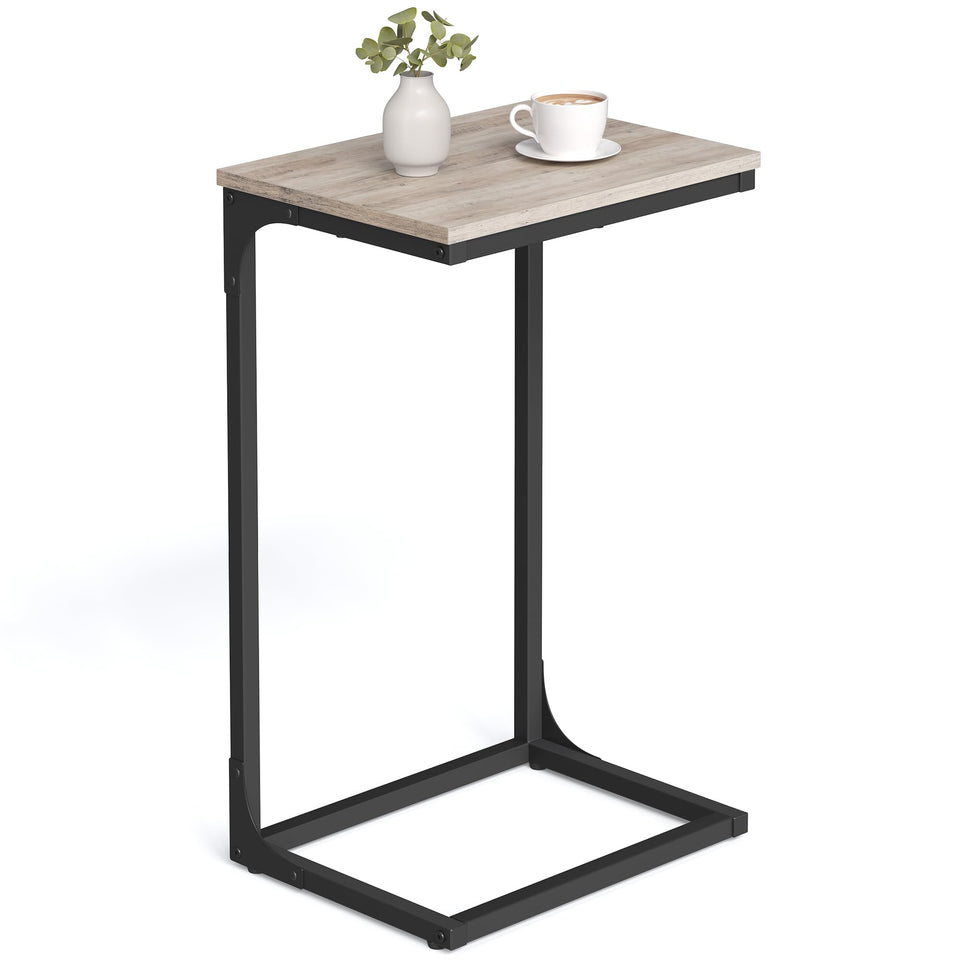 VASAGLE C-Shaped End Table between couches for easy access