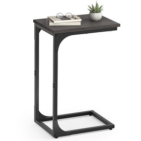 VASAGLE c-shaped end table beside the sofa offers easy laptop placement