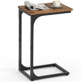 VASAGLE C-shaped end table with slim profile beside a sofa for tight spaces
