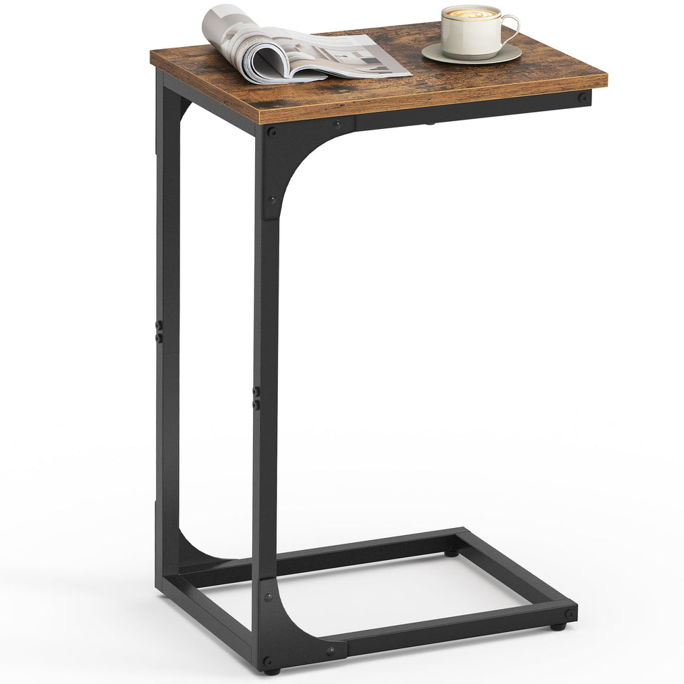 VASAGLE C-shaped end table with slim profile beside a sofa for tight spaces