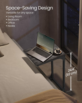 VASAGLE C-Shaped End Table steel frame close-up showing durability.