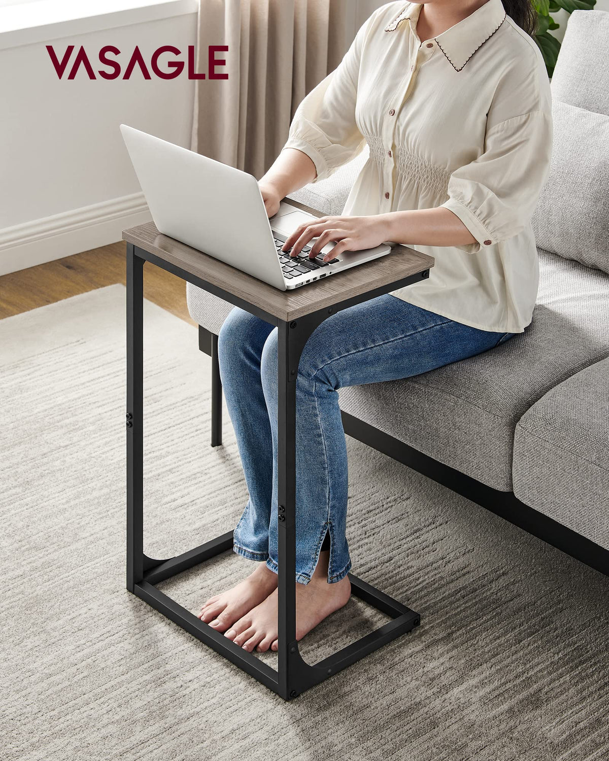 VASAGLE C-Shaped End Table under the sofa for quick reach
