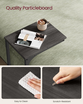 VASAGLE c-shaped table hugging bed or couch for quick snacks or work