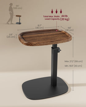 VASAGLE C Side Table compact footprint fits between couch and wall.