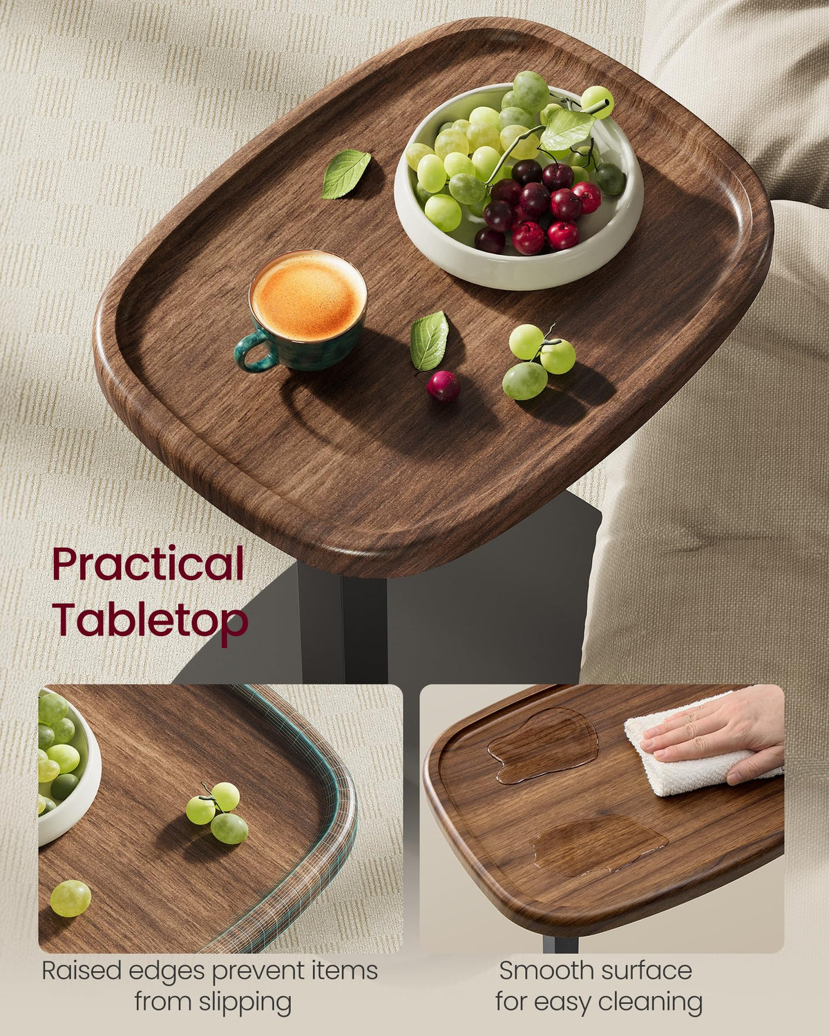 VASAGLE C Side Table easy assembly with numbered parts.