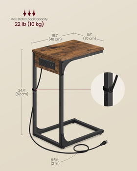 VASAGLE C-table compact design fits tight spaces beside bed or sofa