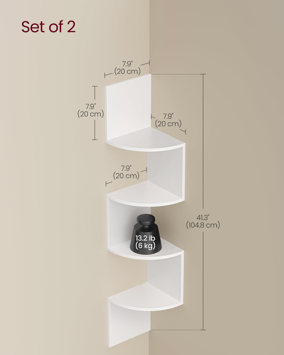 VASAGLE cloud white finish adds brightness and space efficiency