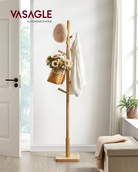 VASAGLE coat rack full view in entryway for organized storage.