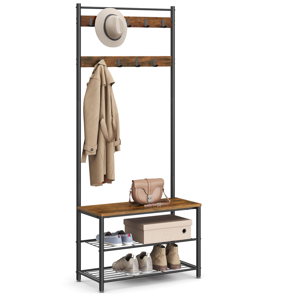 VASAGLE coat rack hall tree with 3-in-1 design keeps coats organized at entry