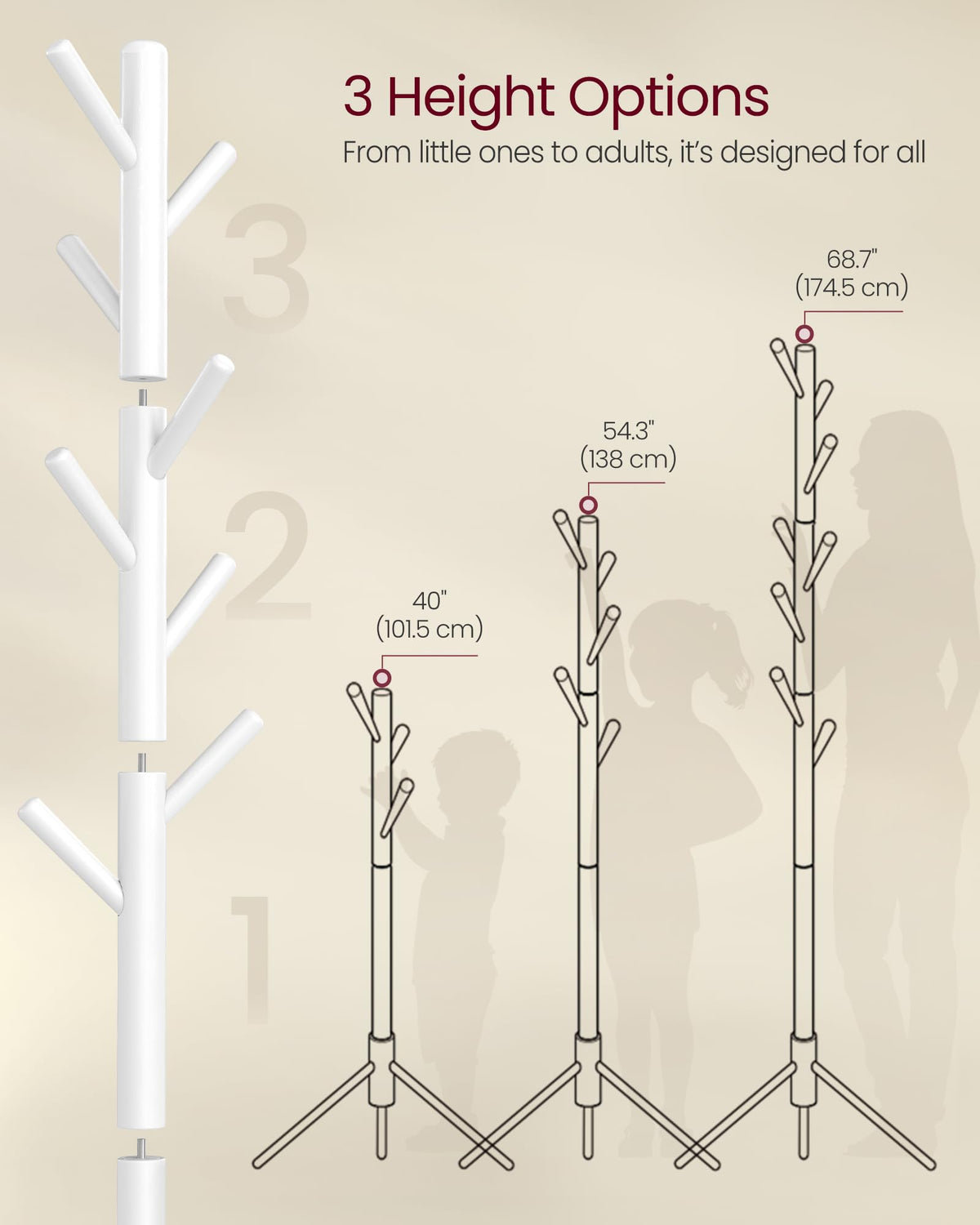 VASAGLE coat rack in entryway keeps coats, hats, and bags organized and accessible.