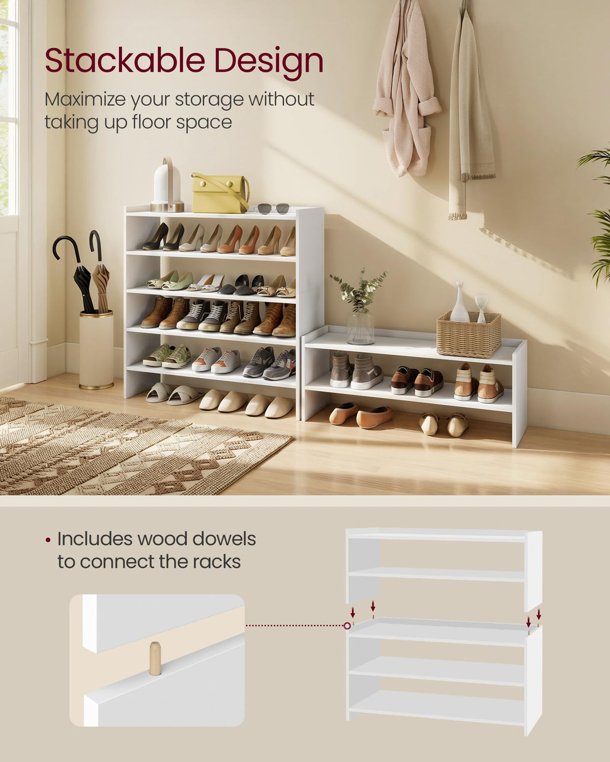 VASAGLE compact closet storage demonstrates space-saving design in a tight area.