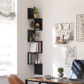 VASAGLE corner shelf compact footprint blends into corners for hidden storage and display.